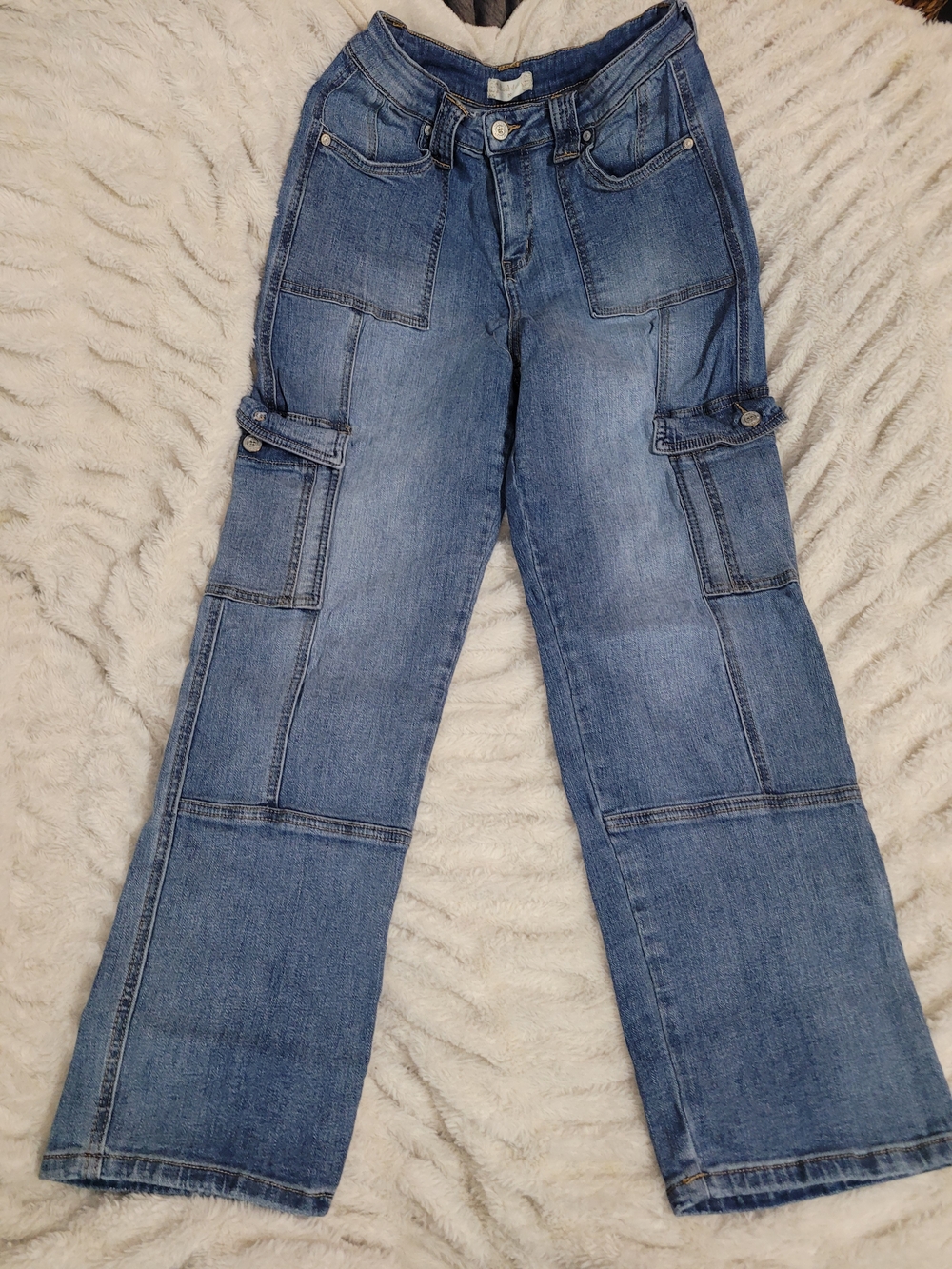 Altar'd State Blue Wide-Leg Cargo Jeans